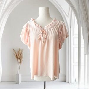 Free People Terese Velvet Velour Top in Soft Pink Peach size M